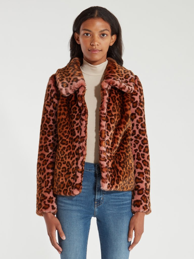 Urban Tiger Faux Fur Jacket - Blush Leopard