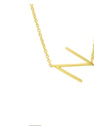 Sideways Initial Necklace N - Gold - Gold