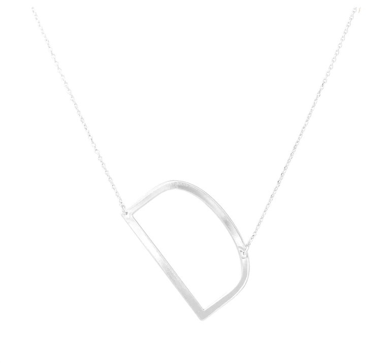 Sideways Initial Necklace - Silver - Silver