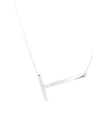 Sideways Initial Necklace T - Silver