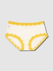 Soft Silks With Contrast Lace Panties - Winter White With Solar Power