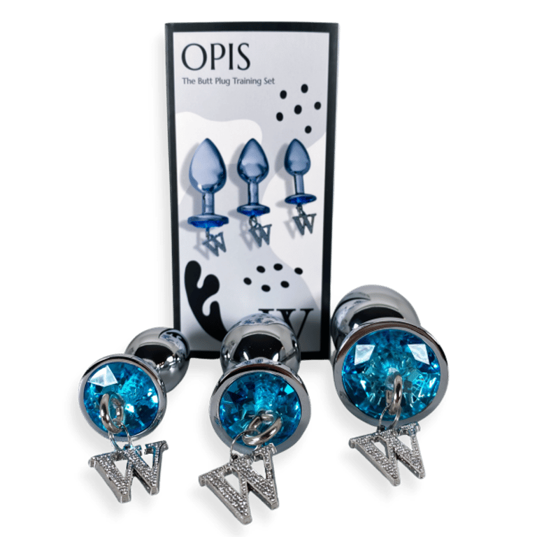 3-Piece Luxury Gem Anal Plug And Anal Training Kit Opis - Silver And Blue