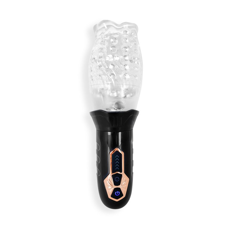 Rotating Male Masturbator, Male Vibrator Vulcan - Black/Clear - Black/Clear