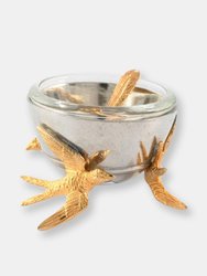 Flying Bird Gold Salt Cellar with Spoon