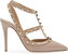 Valentino Garavani Women's Rockstud T-Strap Pointed Toe Pumps, Poudre