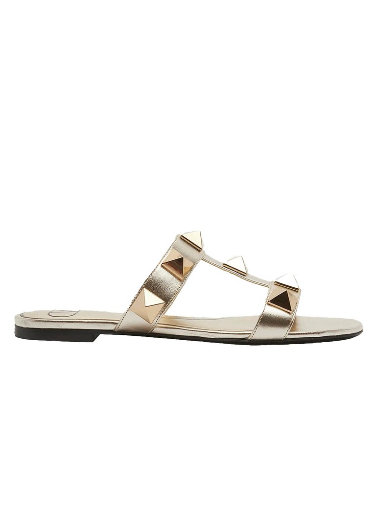 Women's Roman Stud Flat Slide Sandals - Gold