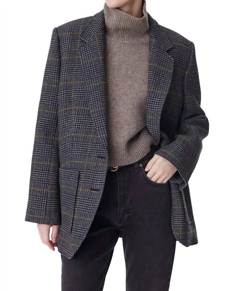 Bradley Houndstooth Blazer In Anthracite Plaid - Anthracite Plaid