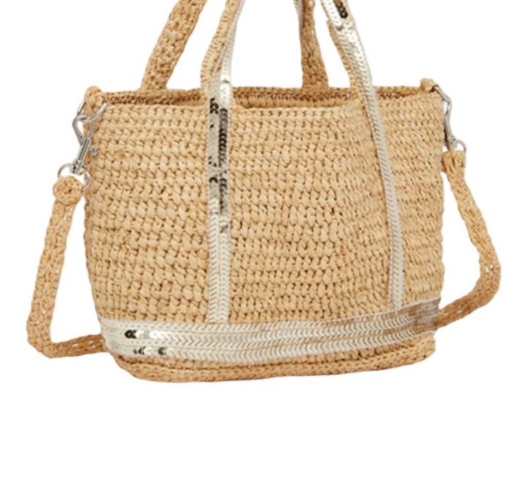 Women's Raffia Cabas Tote In Natural/silver