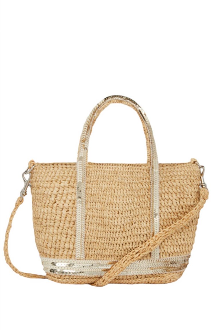 Women's Raffia Cabas Tote In Natural/silver - Natural/silver