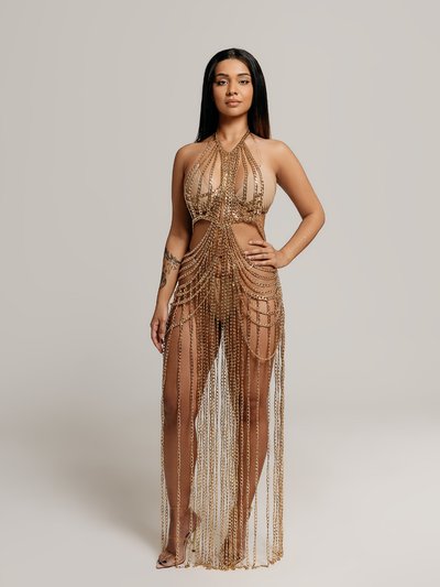 Vanity Couture Cleopatra Luxury Gold Chain Cover Up Dress product