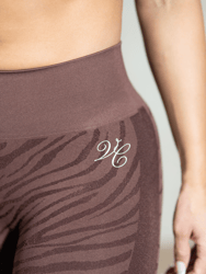 Destiny Seamless Zebra Print Sports Leggings In Sparkly Brown