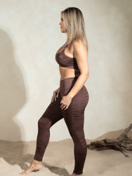 Destiny Seamless Zebra Print Sports Leggings In Sparkly Brown