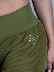 Destiny Seamless Zebra Print Sports Leggings In Sparkly Green