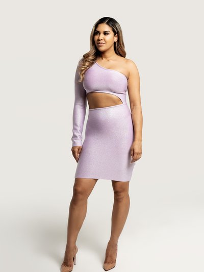 Vanity Couture Electra Asymmetrical Bodycon Cut Out Dress In Purple product