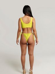 Erin Glitter Multi Way Bikini Bra Top In Lime Yellow