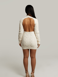 Hailey High Neck Backless Sweater Dress In Ivory
