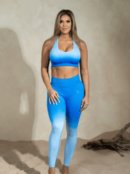 Jessica Seamless Sports Leggings In Blue Ombre - Blue Ombre