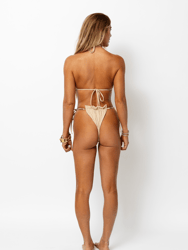 Kyra String Bikini Bottom With Gold Chains In Nude