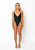 Lauren V-Neck One Piece With Gold Chains In Black - Black