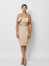 Lola Strapless Ruffle Bandage Dress - Nude