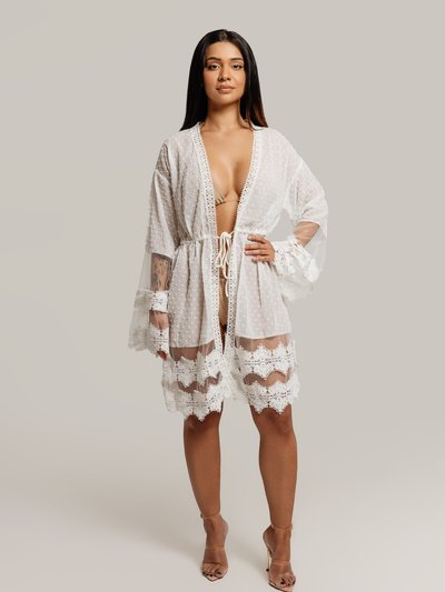 Vanity Couture Lucinda Sheer Crotchet Cover Up Dress In White product