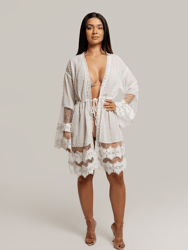 Lucinda Sheer Crotchet Cover Up Dress In White - White
