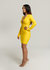 Mariah Deep-V Chain Long Sleeve Dress In Yellow