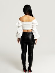 Mindy Off The Shoulder Ruffle Peasant Blouse In White