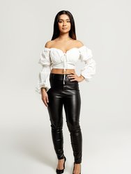 Mindy Off The Shoulder Ruffle Peasant Blouse In White - White