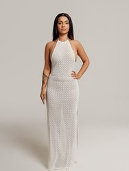 Selena Textured Knit Backless Cover Up Dress In White - White