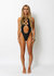 Shante Cut Out Lace Up One Piece Swimsuit In Black - Black