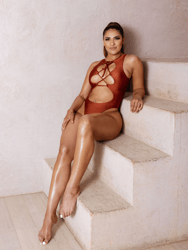 Shante Cut Out Lace Up One Piece Swimsuit