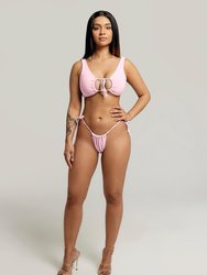 Stacey Glitter Brazilian Bikini Bottom In Baby Pink