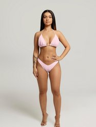 Stacey Glitter String Bikini Top In Baby Pink - Baby Pink