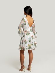 Tabatha White Netted Dress With Floral Embroidery