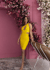 Tyla Asymmetrical Keyhole Cut Out Dress In Yellow