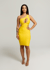 Tyla Asymmetrical Keyhole Cut Out Dress In Yellow - Yellow