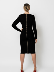 Veronica Long Sleeve Knit Dress - Black