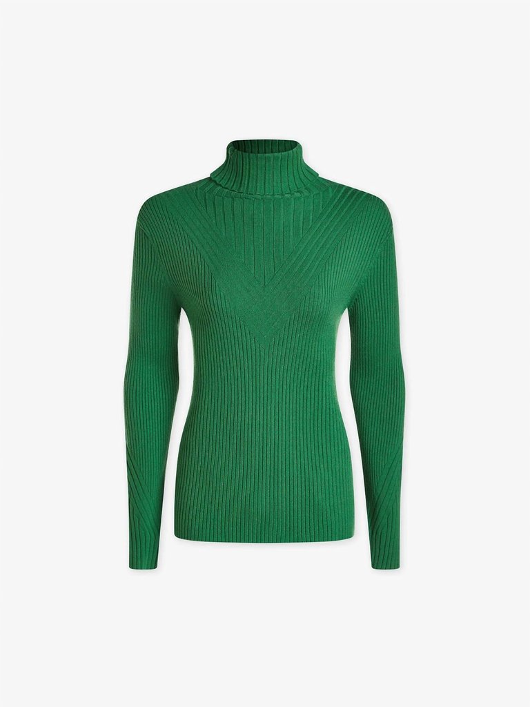 Esme Rib Roll Neck Sweater - Verdant Green
