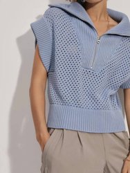 Mila Half-Zip Knit Sweaters - Ashley Blue