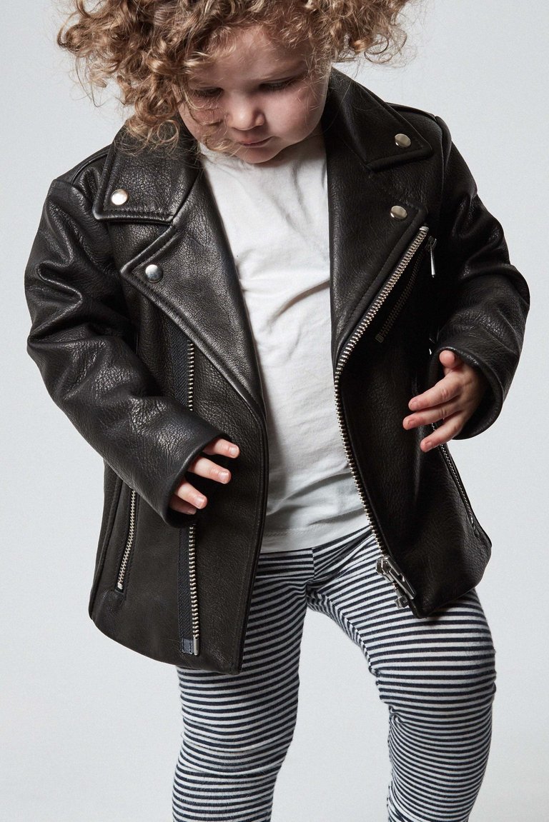Boone Kid's Leather Jacket - Black