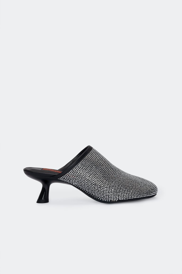 Crystal Beep Mule in Black - Black