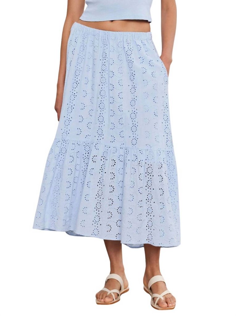 Amelia Cotton Eyelet Skirt In Island - Island