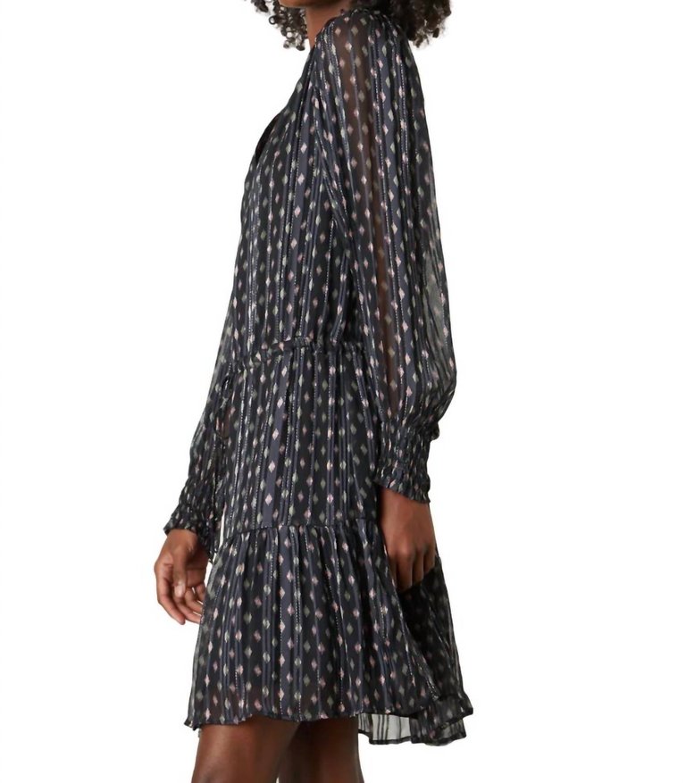 Anastasia Printed Lurex Stripe Dress In Starlit