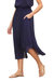 Crinkled Viscose Midi Skirt In Navy