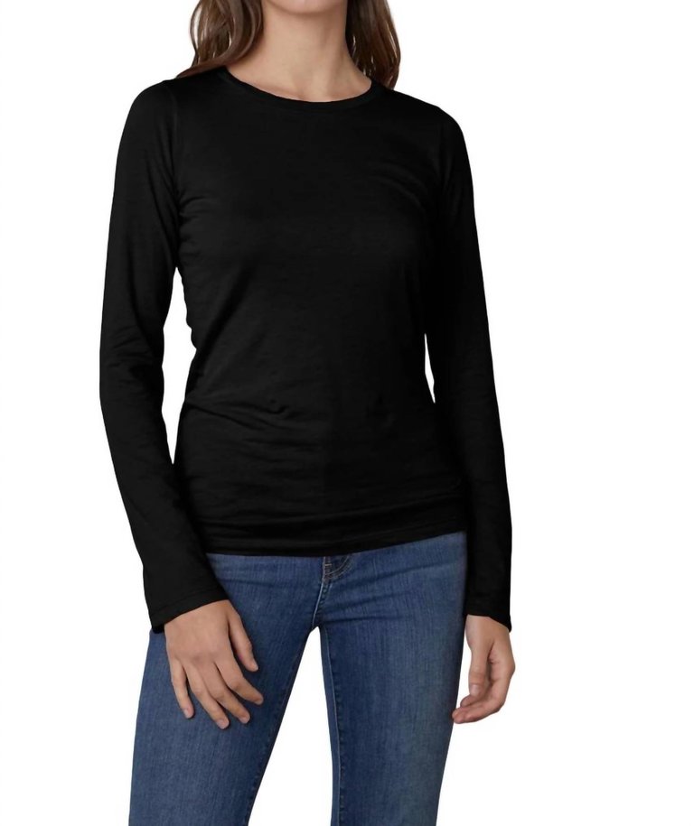 Zofina Fitted Long Sleeve Tee In Black - Black