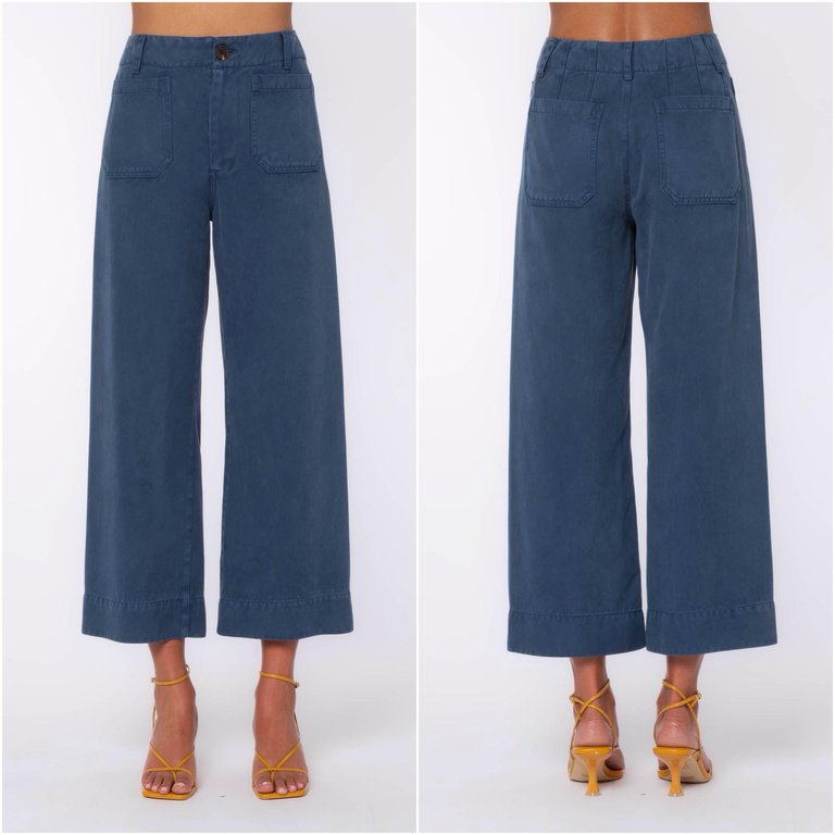 Alyx Wide Leg Hi-Rise Pants In French Navy - French Navy