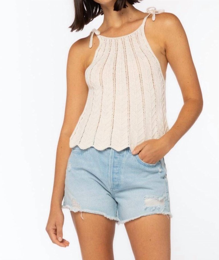 Crochet Knit Halter Top In Ivory - Ivory