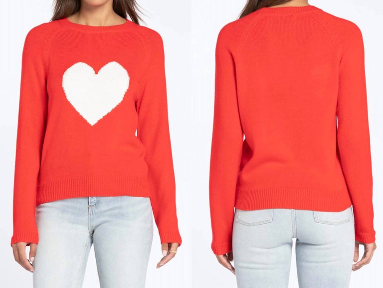 Heart Sweater In Red - Red