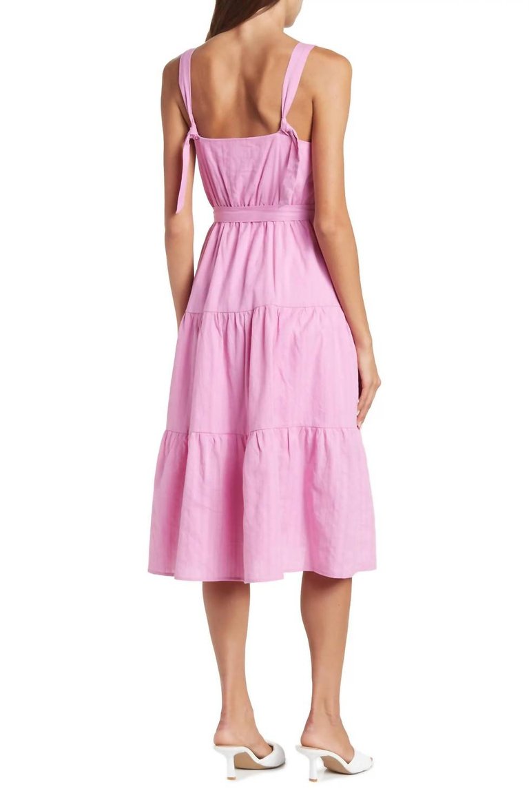 Jezebelle Tie Waist Dress In Lily Pink